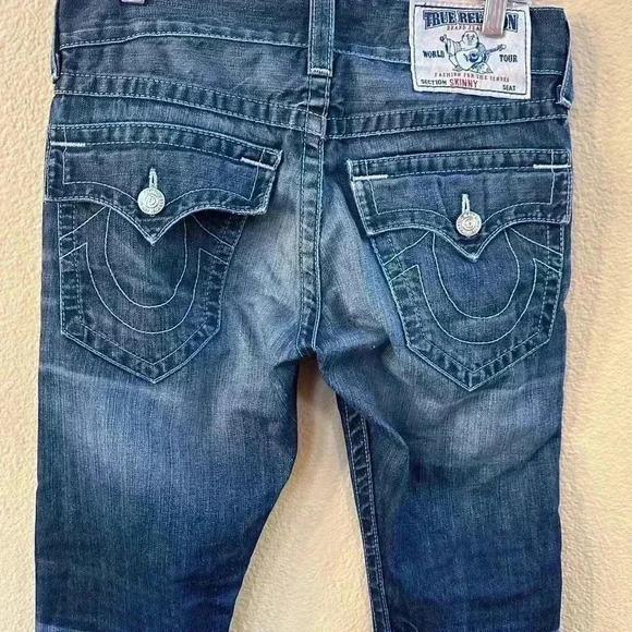True Religion “Skinny” With Flap Jeans With Distressing And Patches Size 28 EUC! - Picture 3 of 12